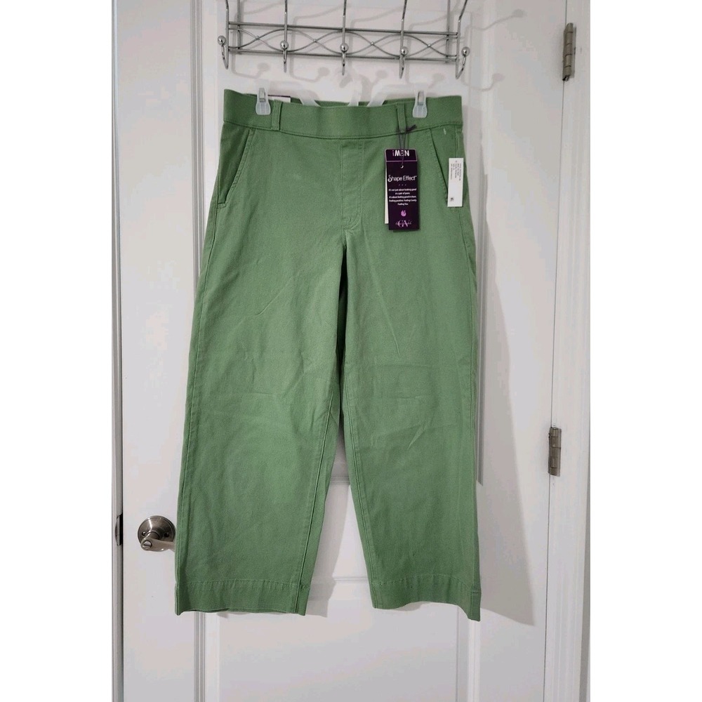 Gloria Vanderbilt Women's  High-Rise Wide Leg‎ Crop Pants Stretch Green Size 10